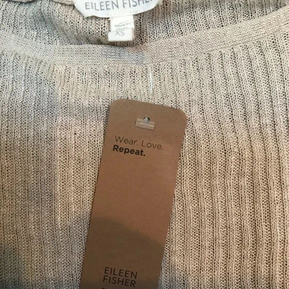 Eileen Fisher Renew collection 100% Linen Light weight tan ribbed sweater- XS - Picture 3 of 5